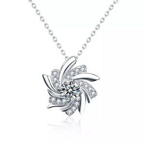 Certified 1/2ct. t.w. Diamond Windmill Necklace 18k White Gold over Italy Silver